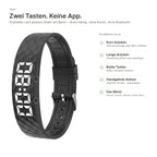 Armband mit zwei Tasten neben der LED-Anzeige – Bedienung ohne App