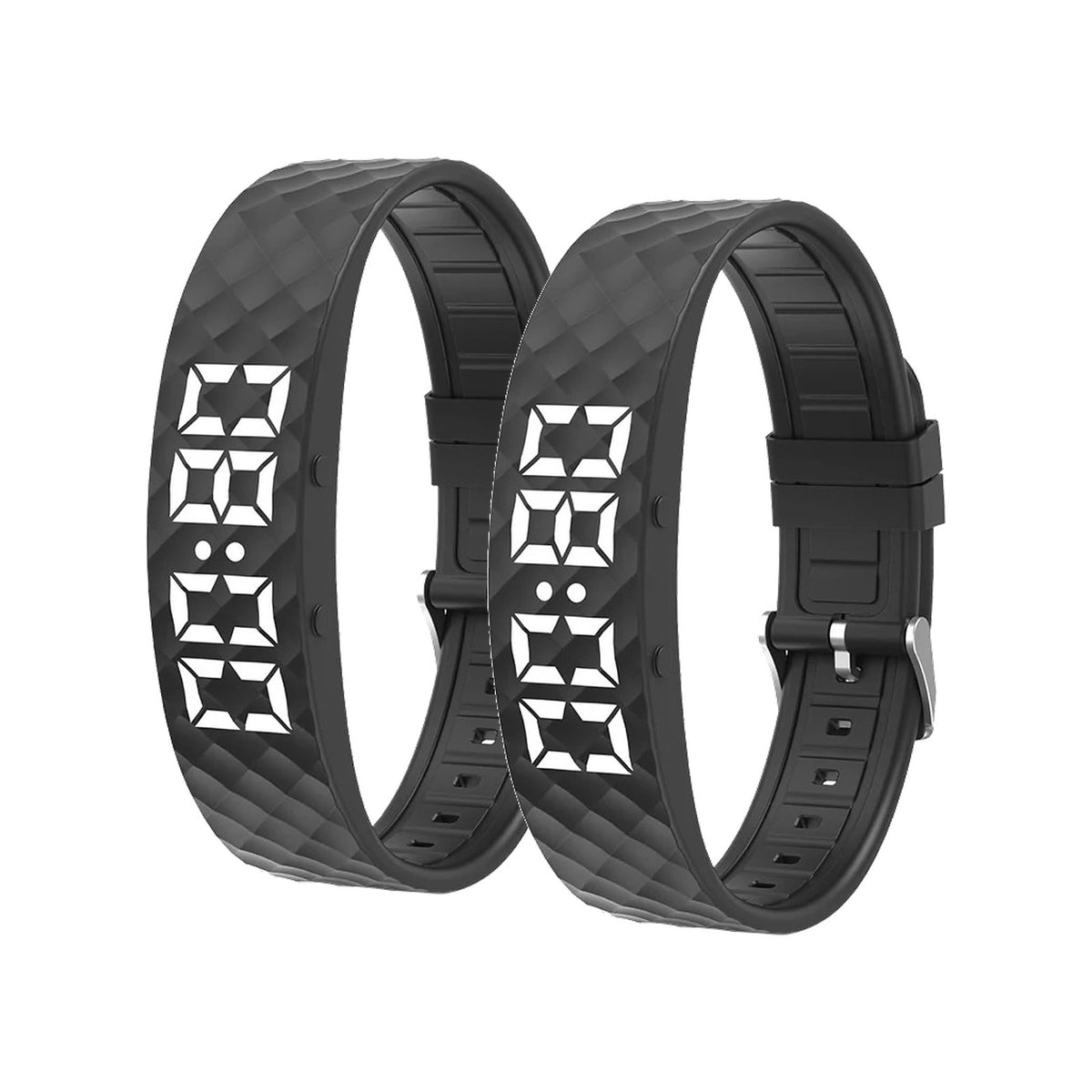 Paar-Set: zwei Vibrationswecker-Armbänder in Schwarz