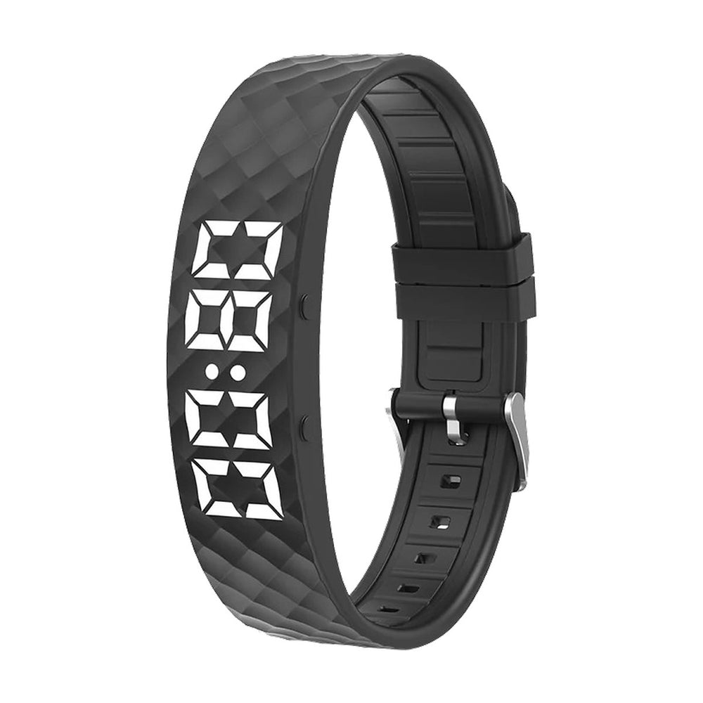 Vibrationswecker-Armband in Schwarz mit LED-Anzeige und zwei Tasten