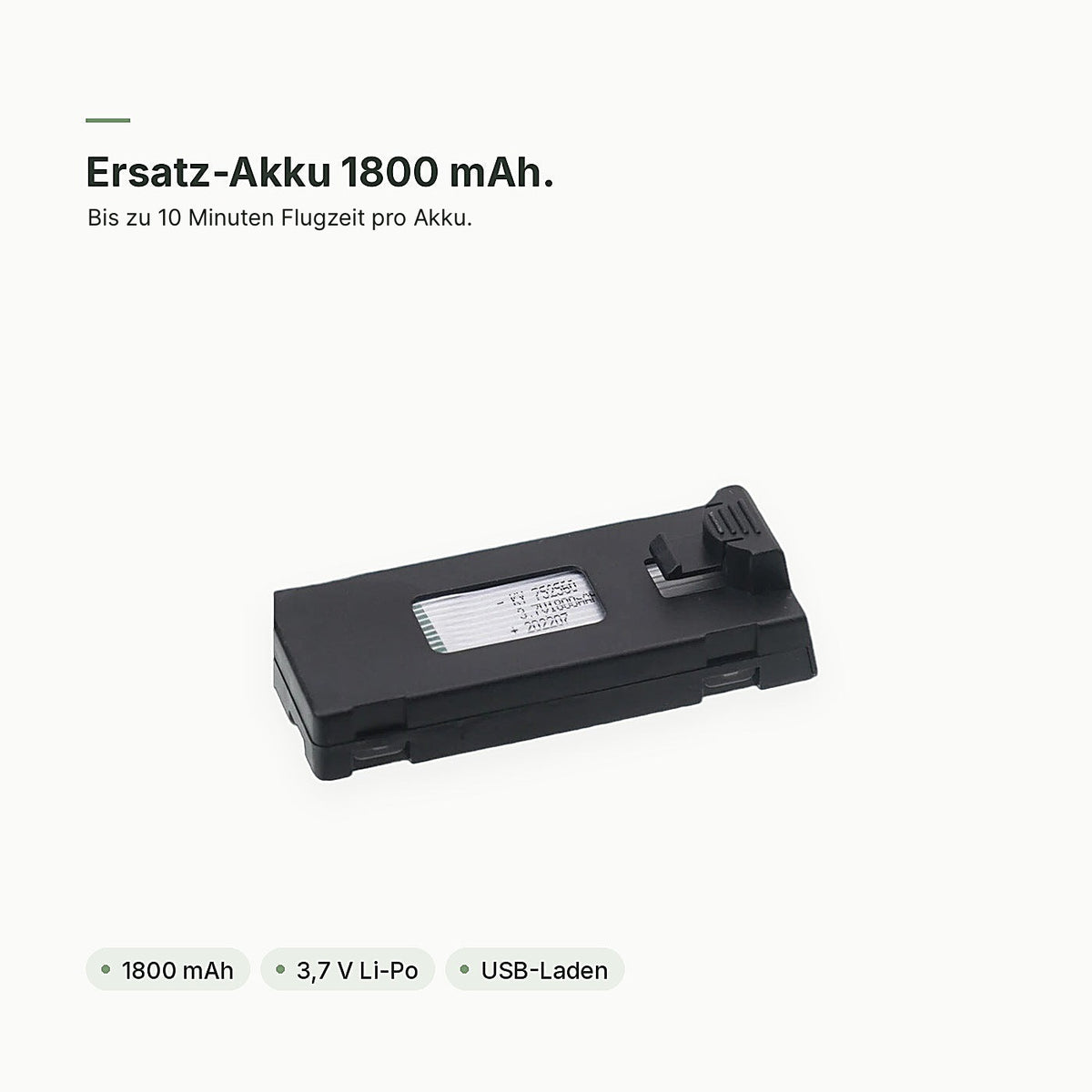 flynk V5 Ersatz-Akku 1800 mAh, einzeln – bis zu 10 Minuten Flugzeit pro Akku