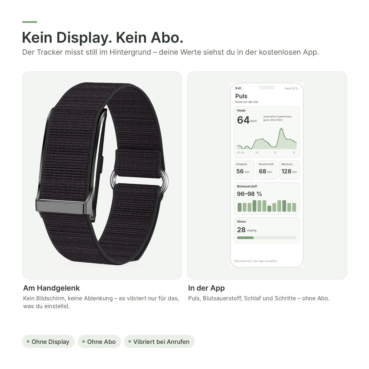 flynk B3 Pure ohne Display – die Werte stehen in der kostenlosen App