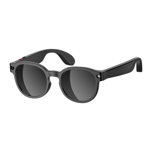 flynk G4 KI-Brille in Schwarz mit getönten Gläsern, Dreiviertelansicht