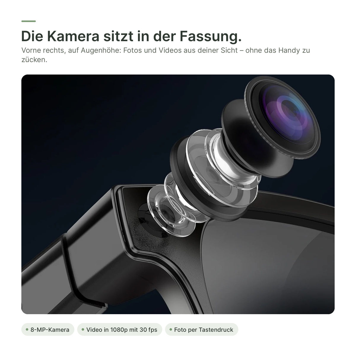 8-MP-Kamera vorne rechts in der Brillenfassung