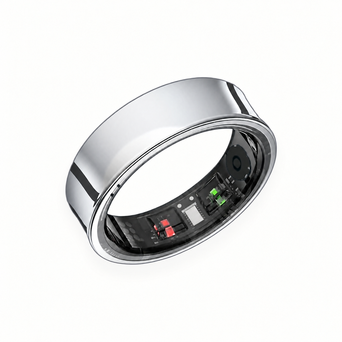 flynk R3 Smart Ring in Platin Silber – glatte Oberfläche und offene Ringmitte