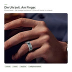 Hand mit dem flynk R5 Glow – die LED-Anzeige zeigt die Uhrzeit am Finger