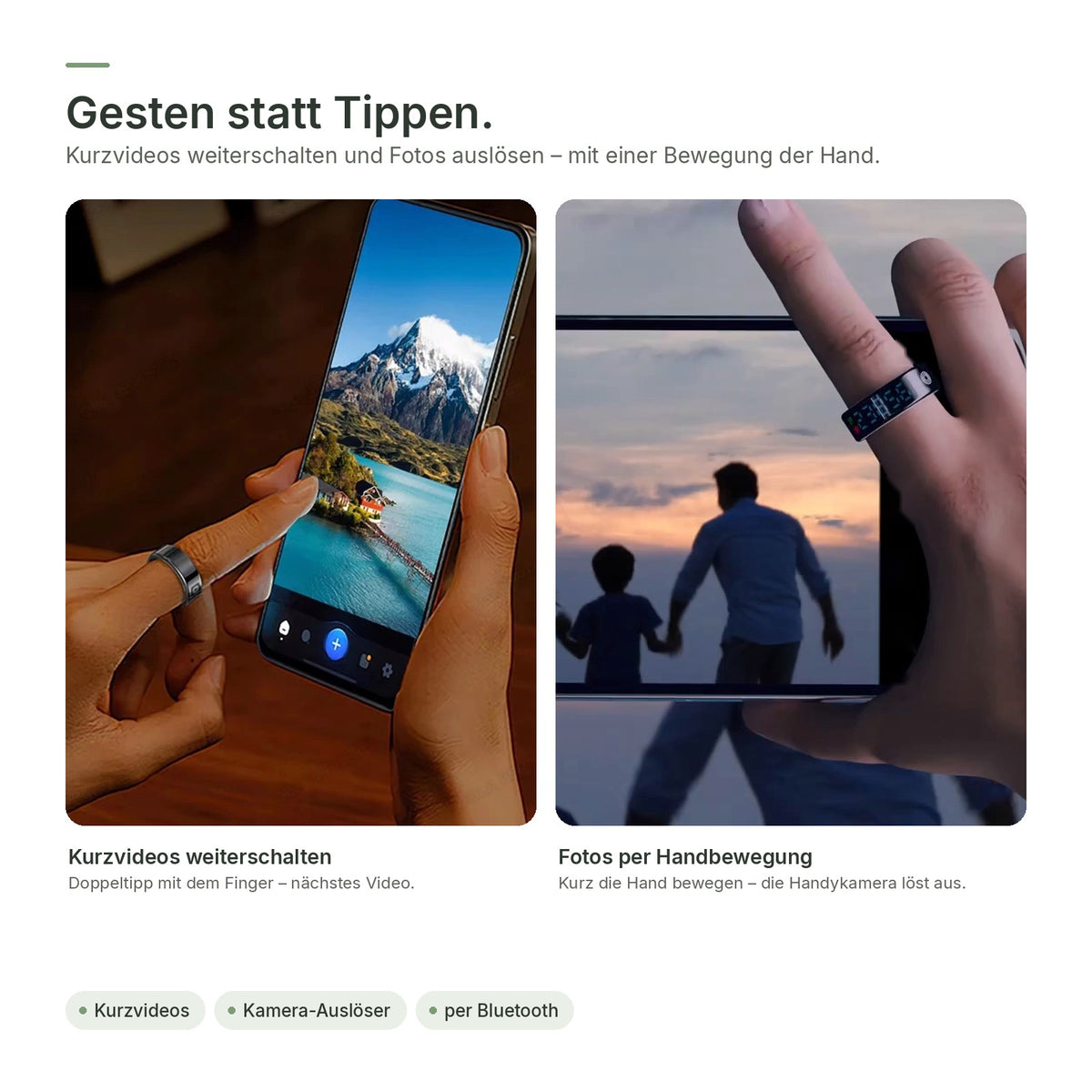 Gesten mit dem flynk R5 Glow: Kurzvideos weiterschalten und Handykamera auslösen