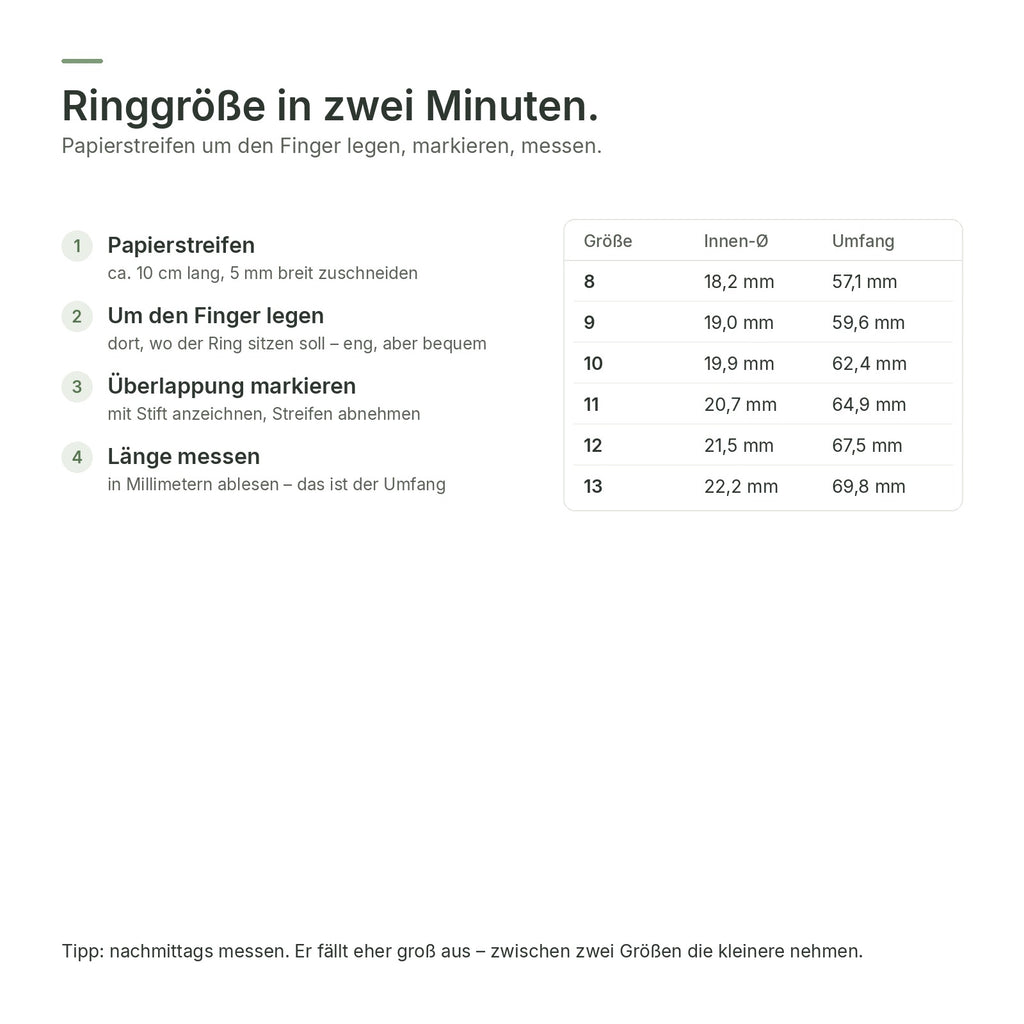 Größentabelle und Messanleitung für den flynk R5 Glow, Größen 8 bis 13
