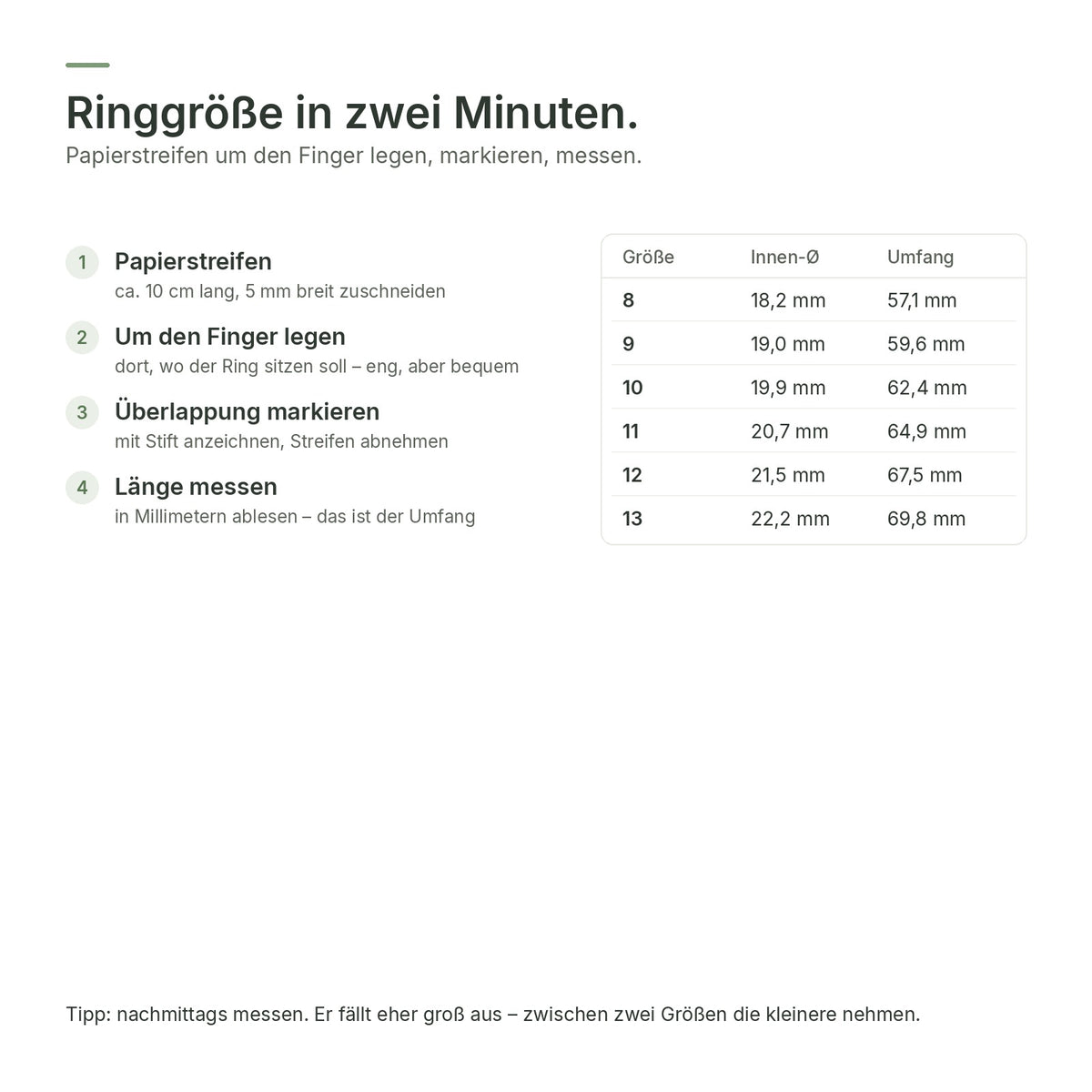 Größentabelle und Messanleitung für den flynk R5 Glow, Größen 8 bis 13