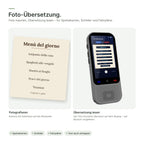 Foto-Übersetzung: italienische Speisekarte, auf dem Display ins Deutsche übersetzt