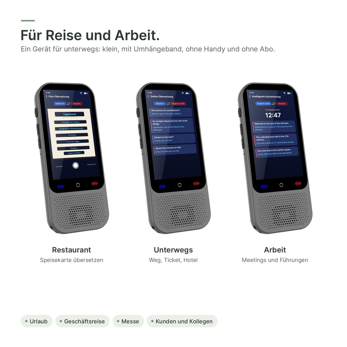 Übersetzer im Einsatz: Restaurant, unterwegs und Arbeit