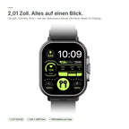 2,01-Zoll-Display der flynk W4 Buds mit Uhrzeit, Schritten, Puls und Akkustand der Ohrhörer