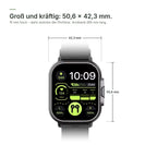 Maße der flynk W4 Buds: 50,6 × 42,3 mm, 15 mm hoch, Armband 265 mm