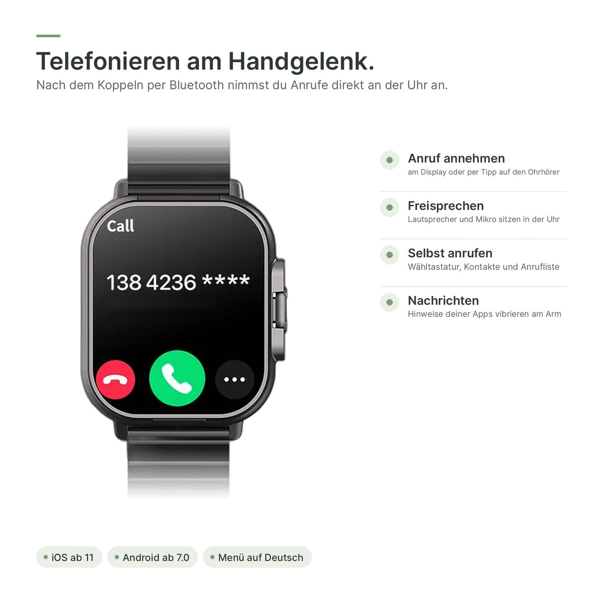 flynk W4 Buds mit Anrufanzeige – telefonieren über die Uhr oder die Ohrhörer