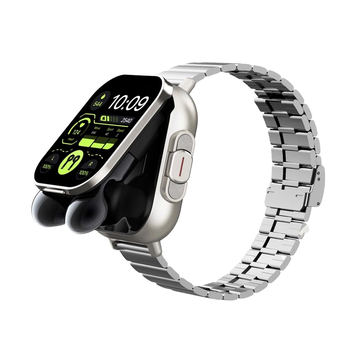 flynk W4 Buds in Edelstahl Silber mit Gliederarmband